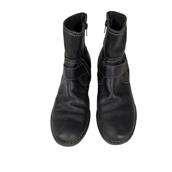 Clarks Women's Black Leather Western Festival Ankle Boots Size 8 Side Zipper - Picture 3 of 9